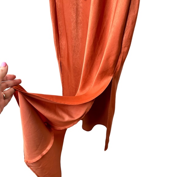NWT BCBGeneration Silky Satin Cooper Rose Rust Slip Maxi Dress Medium - Picture 12 of 12